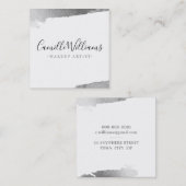 ラグジュアリーミニマルフェイクグラックス銀ブラシ スクエア名刺 (正面/裏面)