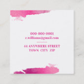 ラグジュアリーミニマルフェイクグラムラックスギルドなピンクのストローク スクエア名刺 (裏面)