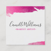 ラグジュアリーミニマルフェイクグラムラックスギルドなピンクのストローク スクエア名刺 (正面)