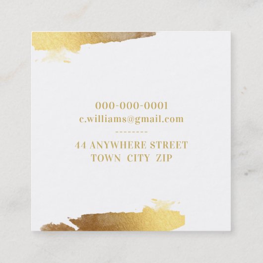 ラグジュアリーミニマルフェイクラックスギルド金ゴールドエッジ スクエア名刺 (裏面)