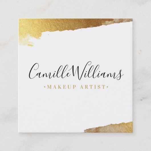 ラグジュアリーミニマルフェイクラックスギルド金ゴールドエッジ スクエア名刺 (正面)