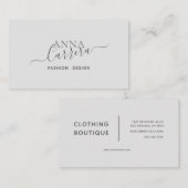 ラグジュアリーミニマルブティックグレイモダンカリグラフィー 名刺 (正面/裏面)
