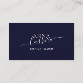 ラグジュアリーミニマルブティックネイビーホワイトカリグラフィー 名刺