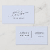 ラグジュアリーミニマルブティックブルーモダンカリグラフィー 名刺 (正面/裏面)