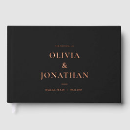 ラグジュアリーミニマルブラックフォイルロセゴル結婚ズ ゲストブック