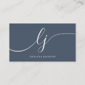 ラグジュアリーミニマルモノグラムネイビーブルー&アイボリーエレガント 名刺 (正面)
