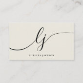 ラグジュアリーミニマルモノグラムブラックアイボリーシンプルエレガント 名刺 (正面)