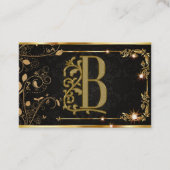ラグジュアリーミニマルモノグラムブラック金ゴールドシックスタイリッシュ 名刺 (正面)