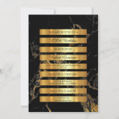 ラグジュアリーミニマル金ゴールドストライプズブラックマーブルビップ 招待状 (正面)