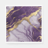 ラグジュアリーミニマル金ゴールド薄紫パープルマーブルスワール スタンダードランチョンナプキン (正面)