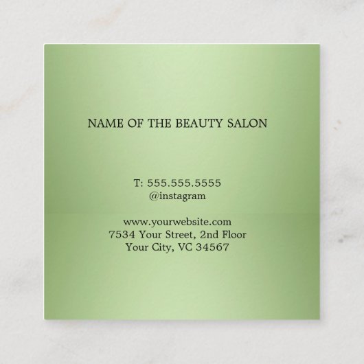ラグジュアリーミントグリーン美しいサロン 予約カード (裏面)