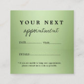 ラグジュアリーミントグリーン美しいサロン 予約カード (正面)