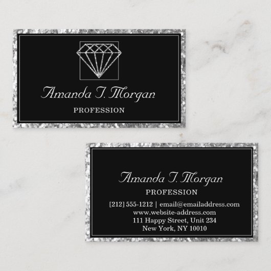 ラグジュアリーメイクアップアーティストウェディングプランナーダイヤモンド 名刺 (正面/裏面)