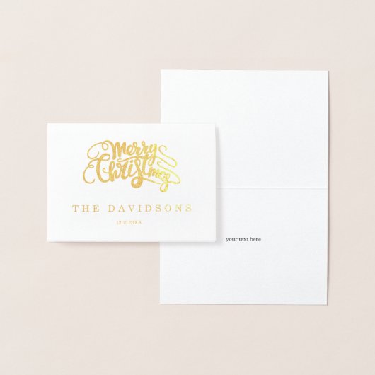 ラグジュアリーメリークリスマスタイポグラフィモノグラム 箔カード (ディスプレー)
