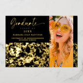 ラグジュアリーモダンなゴールデンエレガントフォトグランジ 箔招待状 (正面)