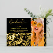 ラグジュアリーモダンなゴールデンエレガントフォトグランジ 箔招待状 (立ち正面)