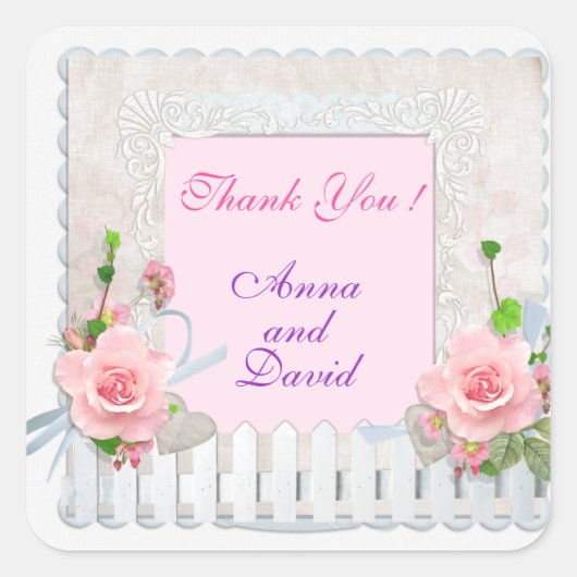 ラグジュアリーモダンなピンクのフローラあなたのテキストを追加 スクエアシール (正面)