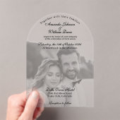 ラグジュアリーモダンなブラック&ホワイトフォト結婚ズ アクリル招待状 (インサイチュ (ポータブル))