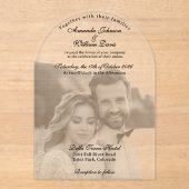 ラグジュアリーモダンなブラック&ホワイトフォト結婚ズ アクリル招待状 (正面)