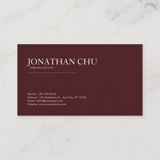 ラグジュアリーモダンな幾何学的ブルゴーニュ&バラ金ゴールド 名刺 (裏面)