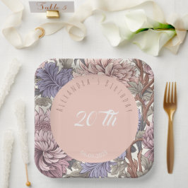 ラグジュアリーモダンな美しい上品なフローラ誕生日 ペーパープレート