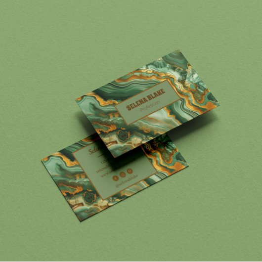 ラグジュアリーモダンアゲート – 金ゴールドグリッター&スクリプスタイリッシュト 名刺