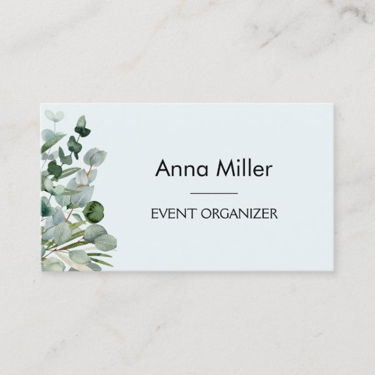 ラグジュアリーモダンウォーターカラーユーカリフローラ 名刺 (正面)
