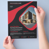 ラグジュアリーモダンエテ実在ートマーケティングブラック&レッド チラシ (手)