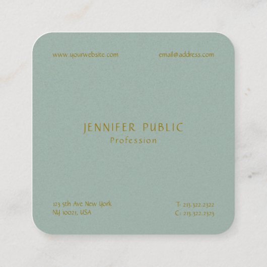 ラグジュアリーモダンエレガントテンプレートプロフェッショナルクラス スクエア名刺 (裏面)