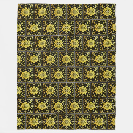 ラグジュアリーモダンエレガントフローラコレクション フリースブランケット (正面)