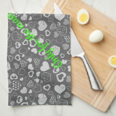 ラグジュアリーモダンエレガントラブシルバーハート キッチンタオル (四つ折り)