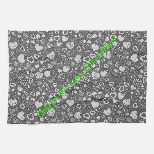 ラグジュアリーモダンエレガントラブシルバーハート キッチンタオル (横)