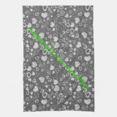 ラグジュアリーモダンエレガントラブシルバーハート キッチンタオル (縦)