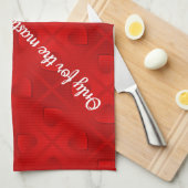 ラグジュアリーモダンエレガント赤いハート キッチンタオル (四つ折り)