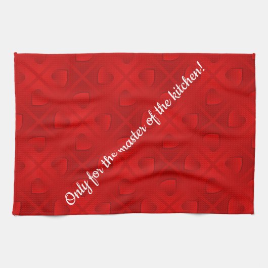 ラグジュアリーモダンエレガント赤いハート キッチンタオル (横)