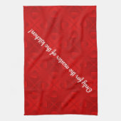 ラグジュアリーモダンエレガント赤いハート キッチンタオル (縦)