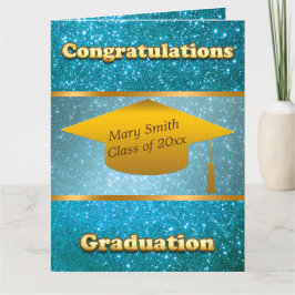 ラグジュアリーモダンカスタマイズブルーグリッター カード