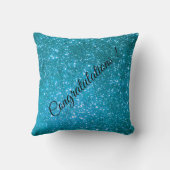 ラグジュアリーモダンカスタマイズブルーグリッター クッション (裏面)