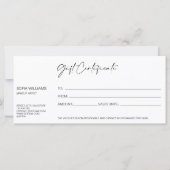 ラグジュアリーモダンギフト証明書ギフトカード追加ロゴ (裏面)