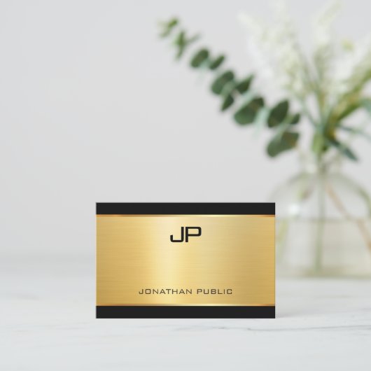 ラグジュアリーモダングエレガントラマー金ゴールドテンプレート 名刺 (スタンド正面)