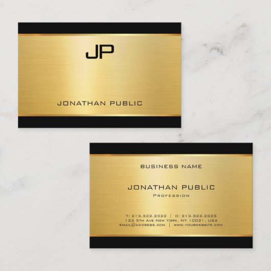 ラグジュアリーモダングエレガントラマー金ゴールドテンプレート 名刺 (正面/裏面)