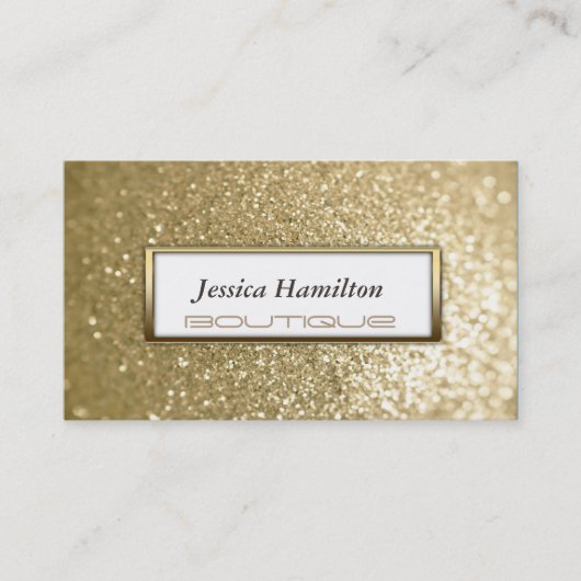 ラグジュアリーモダングラマエレガントフェイク金ゴールドグリッター 名刺 (正面)