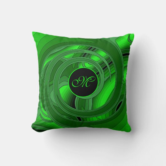 ラグジュアリーモダングリーン抽象芸術フローラバラ クッション (正面)