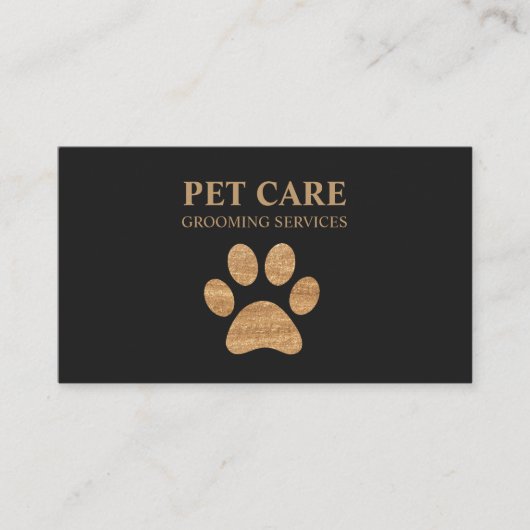 ラグジュアリーモダンゴールデンポーペットグルーミングサービス 名刺 (正面)