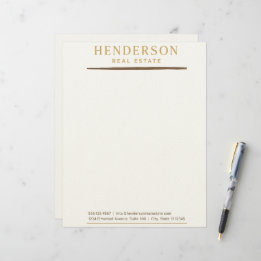 ラグジュアリーモダンシック金ゴールド&マホガニーデザイン(8.5x11) レターヘッド