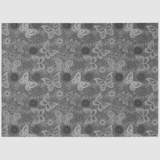 ラグジュアリーモダンシルバーナチュラルフローラ蝶 薄葉紙 (正面)