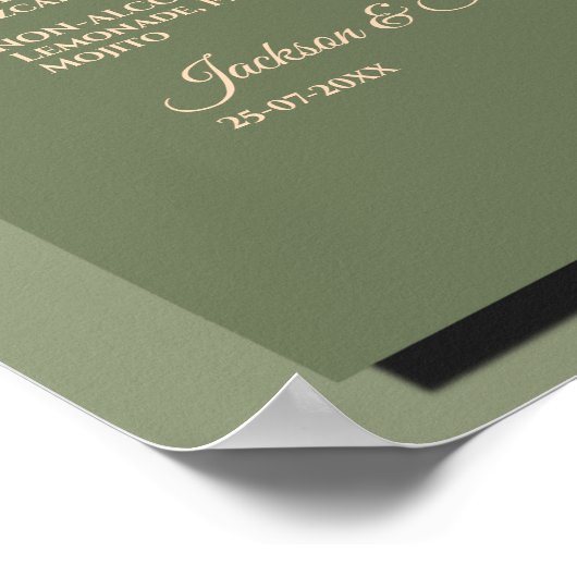 ラグジュアリーモダンセージグリーン&金ゴールドクラシックのメニューサイン ポスター (角)