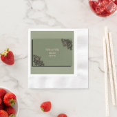 ラグジュアリーモダンセージグリーン&金ゴールドクラシックメタリック 縁ありカクテルナプキン (インサイチュ)