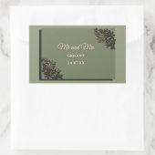 ラグジュアリーモダンセージ緑&金ゴールドメタリックフェイク 長方形シール (バッグ)