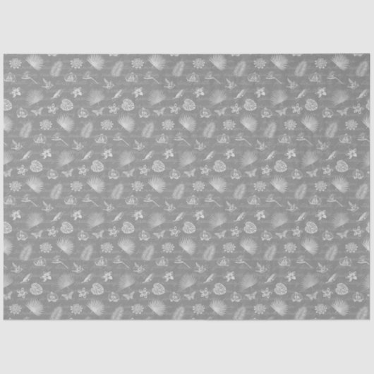 ラグジュアリーモダントロピカルシルバーナチュラルバタフライ 薄葉紙 (正面)